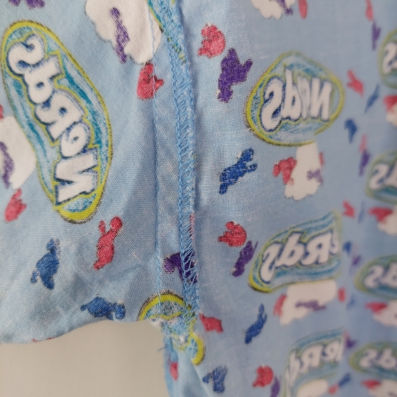 Vintage Nerds Candy Novelty Print Button Front Pajama Shirt, M - Picture 4 of 13